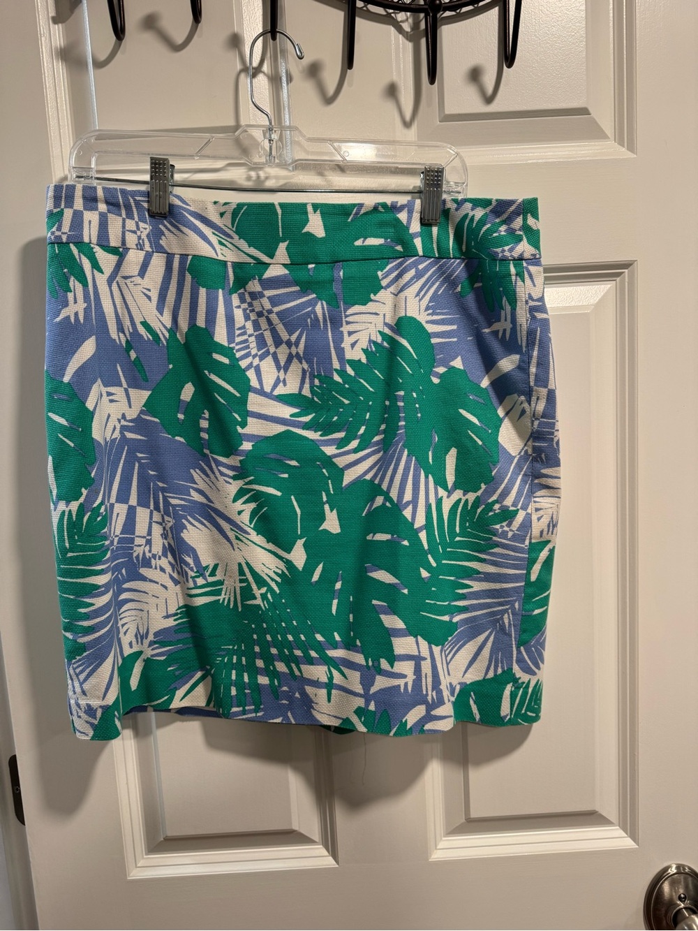 LOFT Tropical Leaf Print Mini Skirt in Green, Blue & White